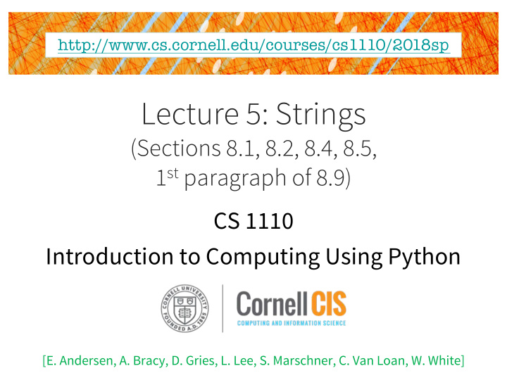lecture 5 strings