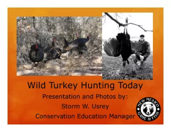 Wild Turkey Hunting Today  Presentation and Photos by:  Storm W. Usrey  Conservation Education