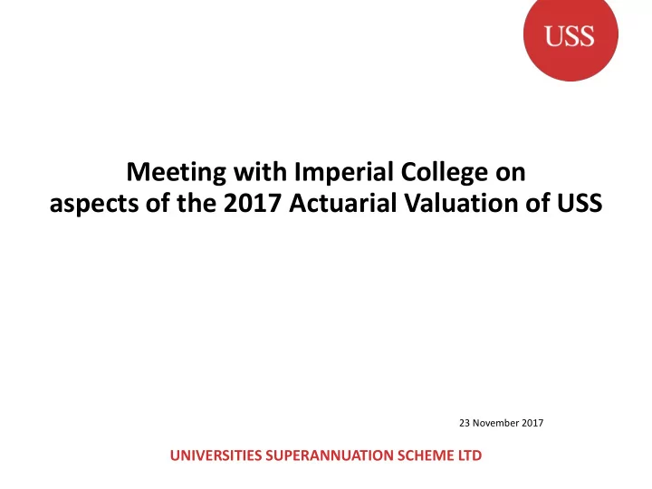 meeting with imperial college on aspects of the 2017