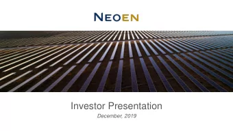 Investor Presentation  December, 2019  Disclaimer  This presentation contains forward-looking