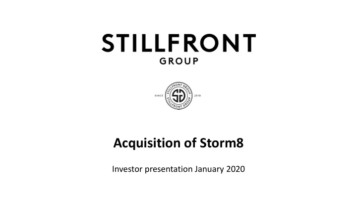 acquisition of storm8