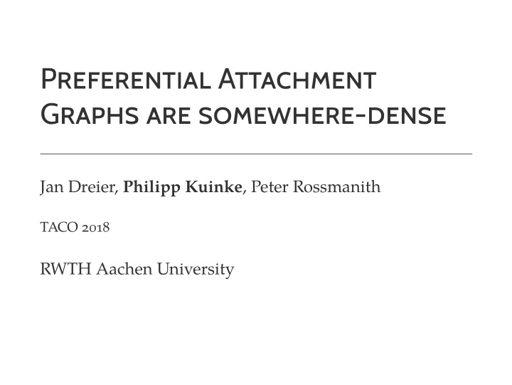 preferential attachment graphs are somewhere dense
