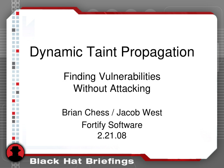dynamic taint propagation