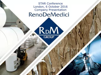 STAR Conference  London, 6 October 2016  Company Presentation  Agenda  1.  Overview  2.