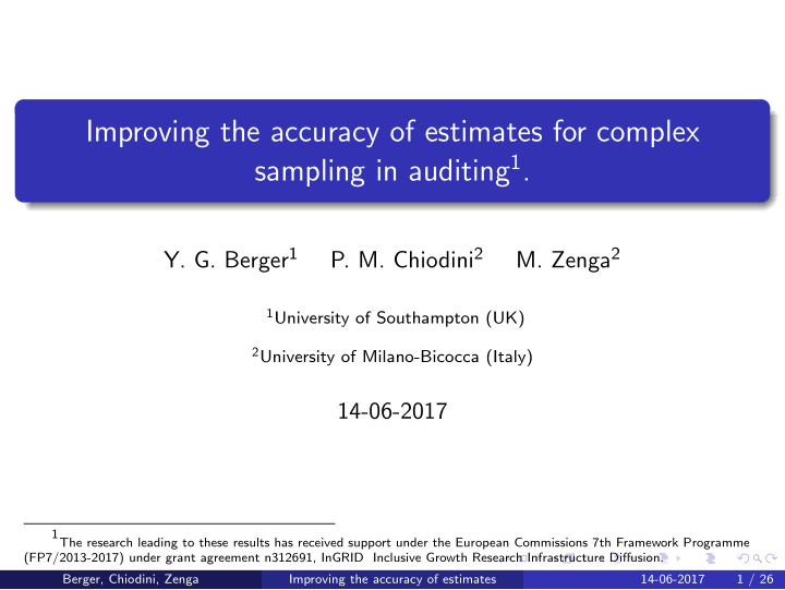improving the accuracy of estimates for complex sampling