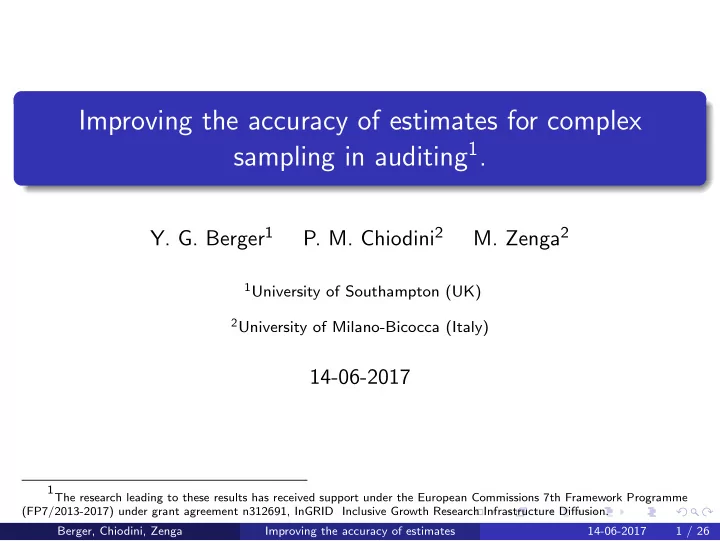 improving the accuracy of estimates for complex sampling