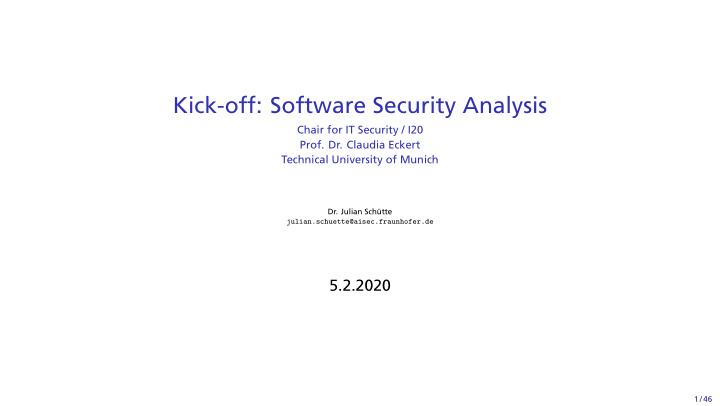 kick off software security analysis
