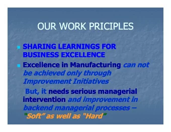 OUR WORK PRICIPLES  OUR WORK PRICIPLES  SHARING LEARNINGS FOR  SHARING LEARNINGS FOR