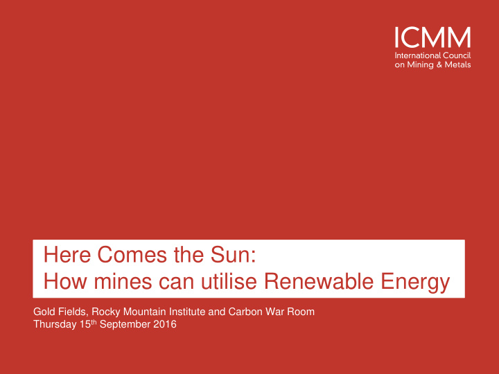 here comes the sun how mines can utilise renewable energy