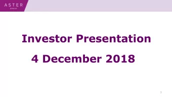 Investor Presentation  4 December 2018  1  Introduction,  strategic update and  governance  Chris