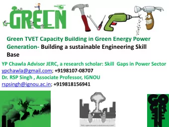 Green TVET Capacity Building in Green Energy Power  Generation- Building a sustainable Engineering