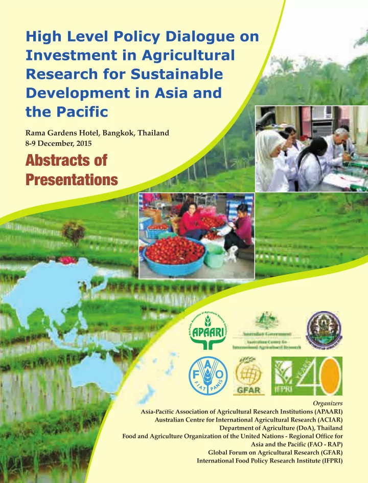 high level policy dialogue on investment in agricultural