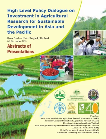 High Level Policy Dialogue on  Investment in Agricultural Research  for Sustainable Development in