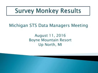 Michigan STS Data Managers Meeting  August 11, 2016  Boyne Mountain Resort  Up North, MI