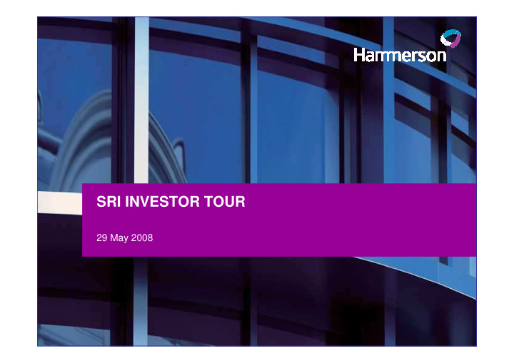 sri investor tour
