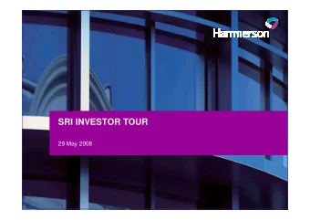 SRI INVESTOR TOUR  29 May 2008  PORTFOLIO  As at 31 December 2007  Total portfolio: 7.3 billion