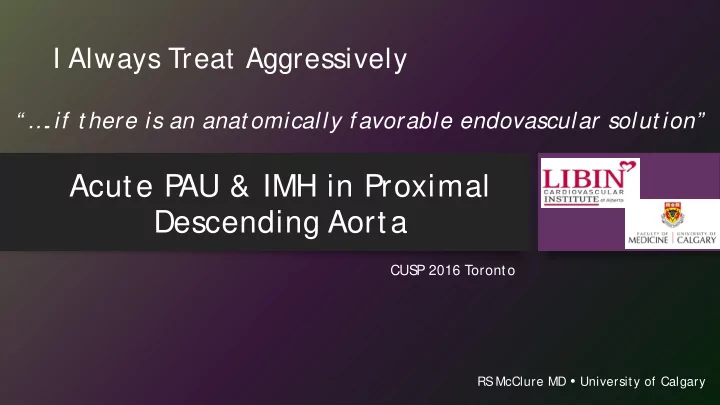 acute p au amp imh in proximal descending aorta