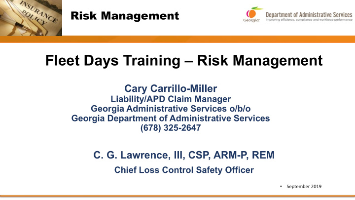 fleet days training risk management