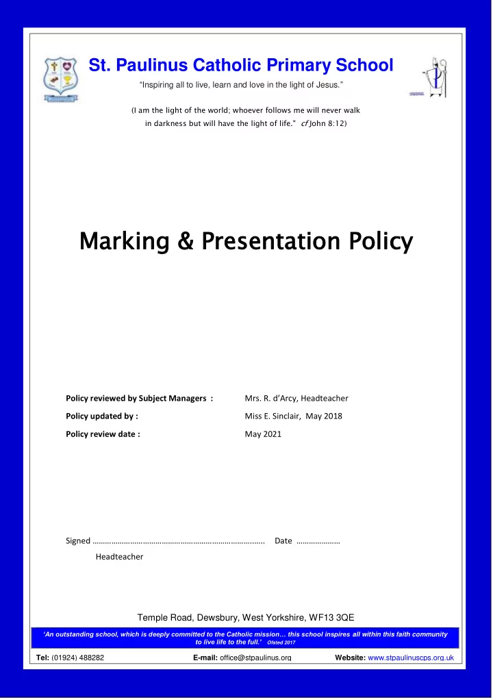 mar arking g pres presentation ation pol olicy