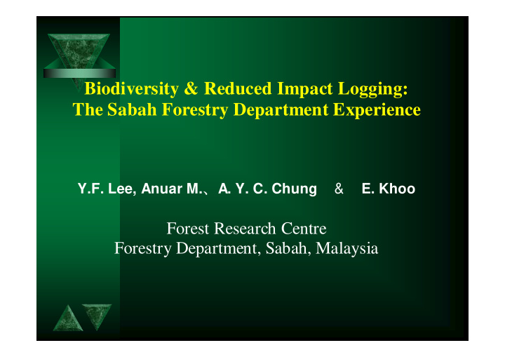 biodiversity reduced impact logging y p gg g