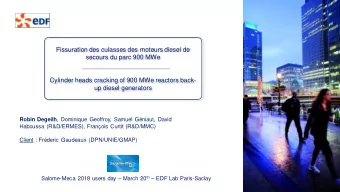 Fissuration des culasses des moteurs diesel de  secours du parc 900 MWe  Cylinder heads cracking of