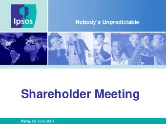 Shareholder Meeting Paris, 23 June 2004  Summary  5 years on Euronext Paris: 5 years of growth  1.