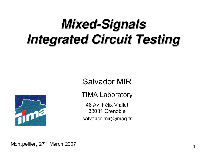 mixed signals signals mixed integrated circuit testing