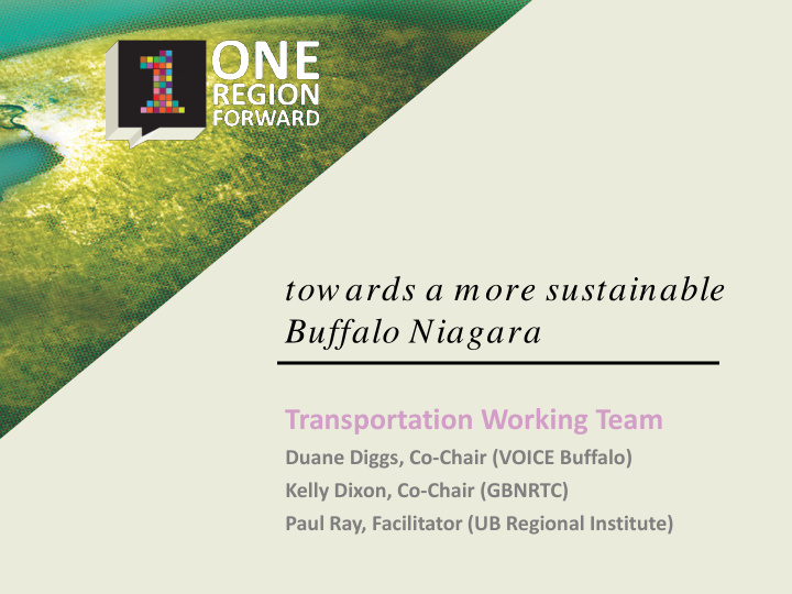 tow ards a m ore sustainable buffalo niagara