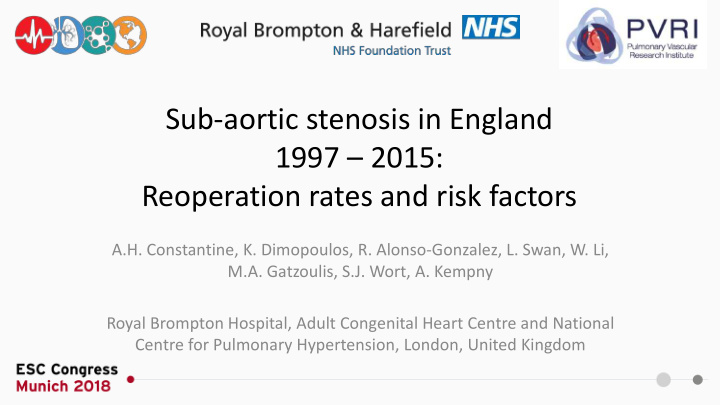 sub aortic stenosis in england 1997 2015 reoperation