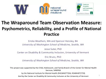 The Wraparound Team Observation Measure:  Psychometrics, Reliability, and a Profile of National