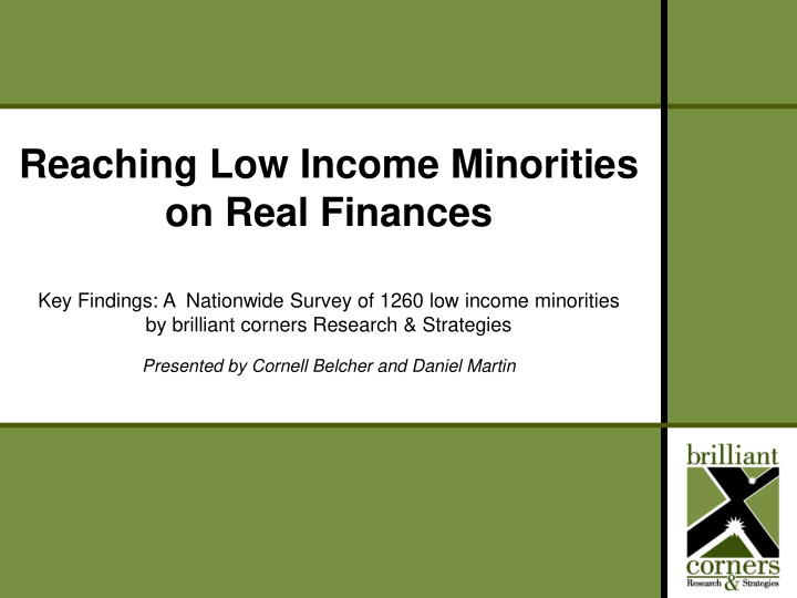 key findings a nationwide survey of 1260 low income