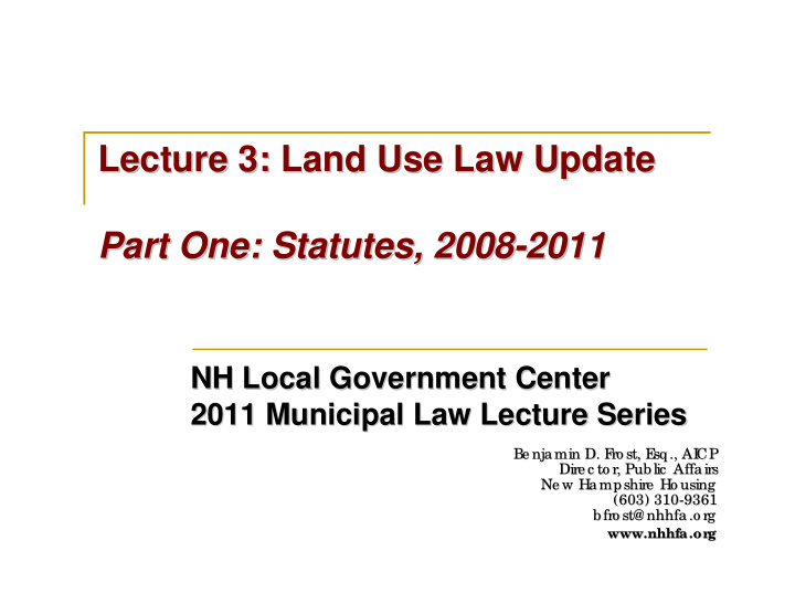 lecture 3 land use law update lecture 3 land use law