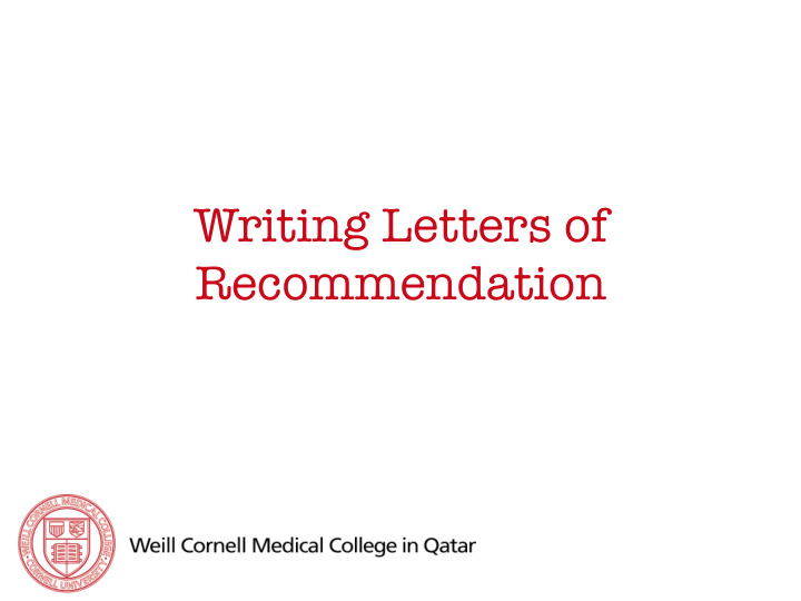 writing letters of recommendation