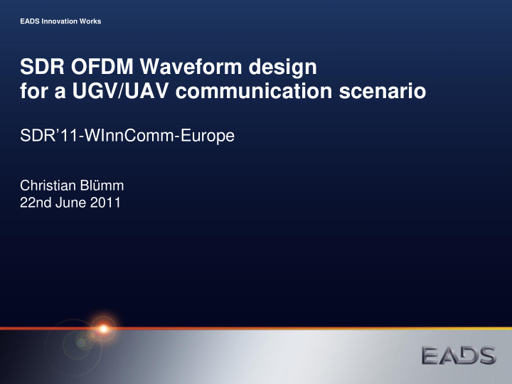 sdr ofdm waveform design for a ugv uav communication