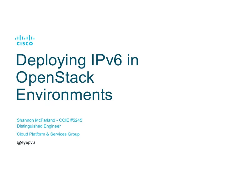deploying ipv6 in openstack environments