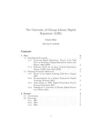 The University of Chicago Library Digital  Repository (LDR)  Charles Blair  2015-01-27:14-00-00
