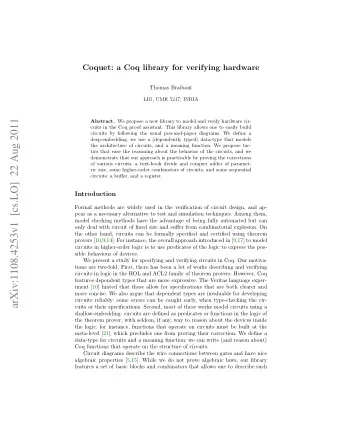 arXiv:1108.4253v1  [cs.LO]  22 Aug 2011 Abstract. We propose a new library to model and verify