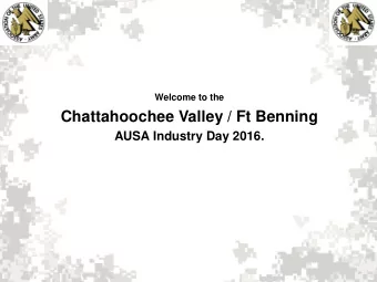 Chattahoochee Valley / Ft Benning  AUSA Industry Day 2016.  Welcome  Administrative Remarks