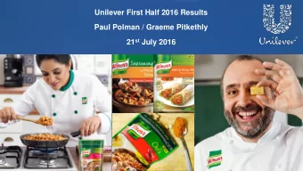 21 st July 2016  SAFE HARBOUR STATEMENT This announcement may contain forward- looking statements,