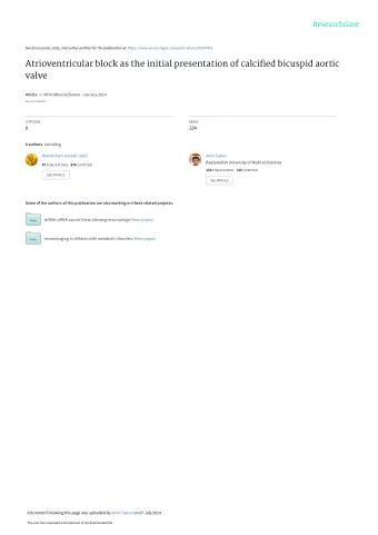 Atrioventricular block as the initial presentation of calcified bicuspid aortic  valve Article in