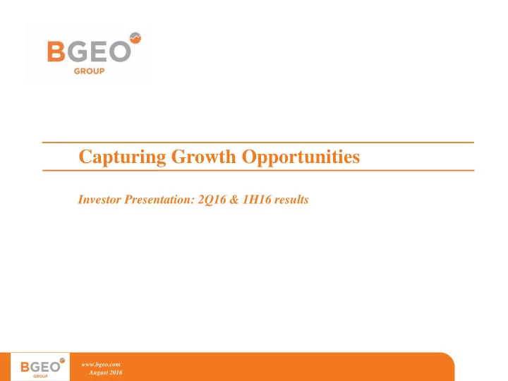 capturing growth opportunities
