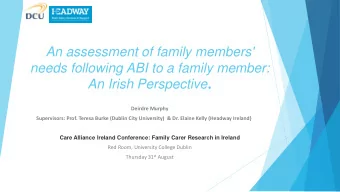 An assessment of family members'  needs following ABI to a family member: An Irish Perspective .