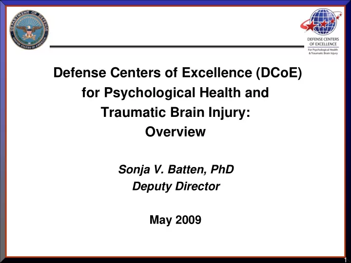 defense centers of excellence dcoe for psychological