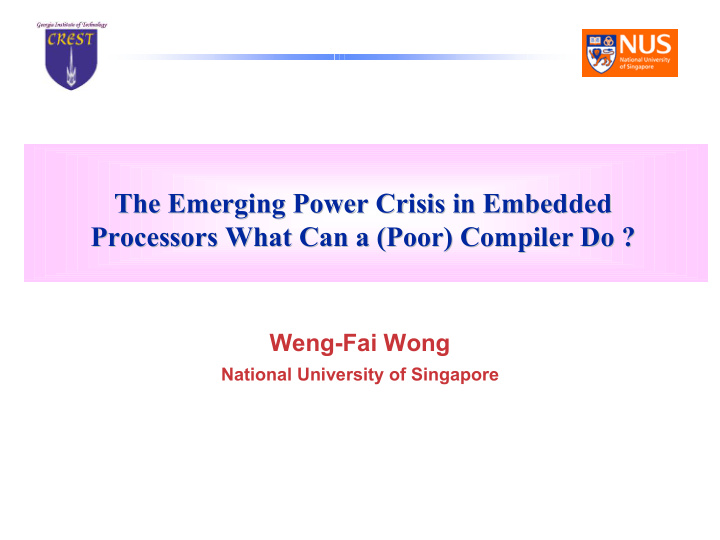 the emerging power crisis in embedded the emerging power
