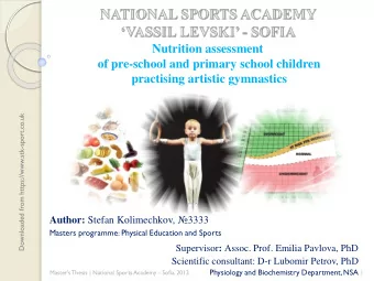 Nutrition assessment  of pre-school and primary school children  practising artistic gymnastics