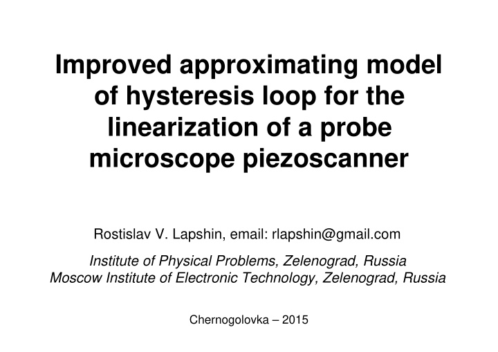 improved approximating model of hysteresis loop for the