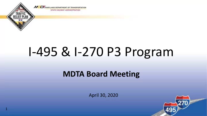 i 495 i 270 p3 program