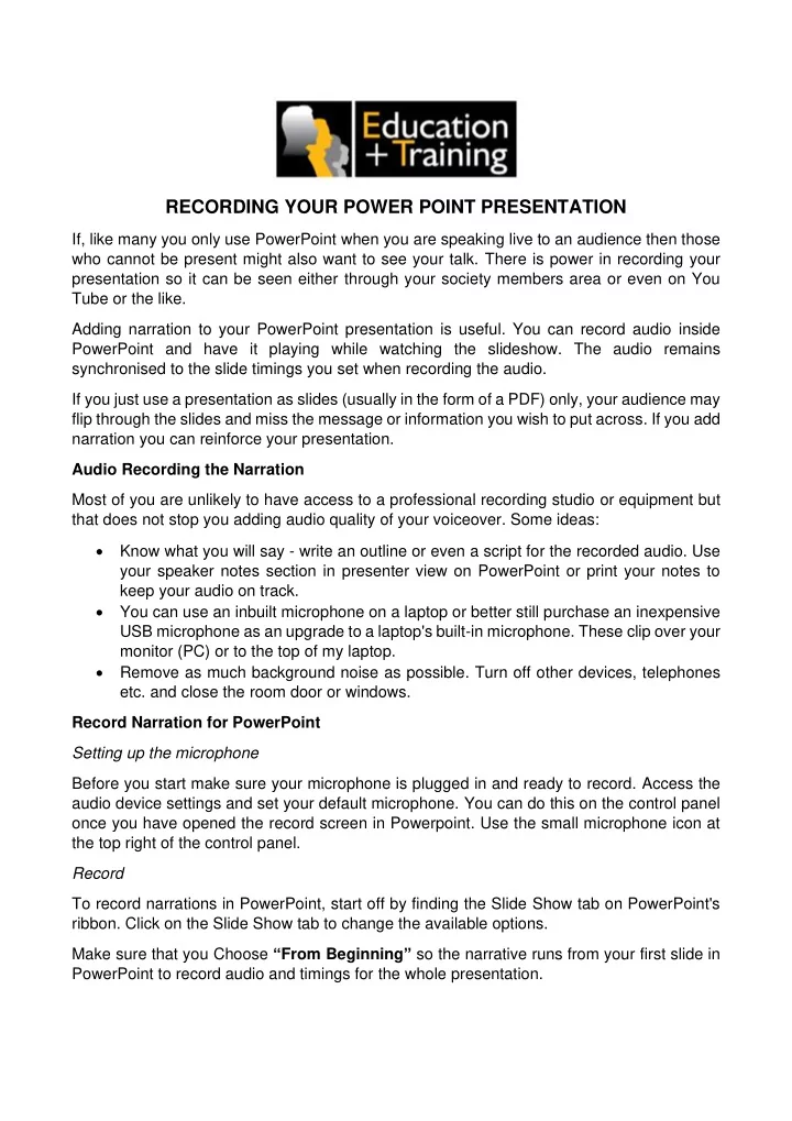 recording your power point presentation