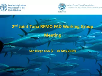 2 nd Joint Tuna RFMO FAD Working Group  Meeting  San Diego USA (7  10 May 2019)  WHEN?