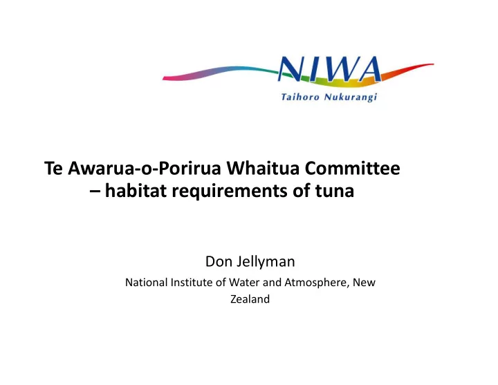 te awarua o porirua whaitua committee habitat